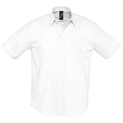 Рубашка мужская с коротким рукавом Brisbane, белая, белый, хлопок 70%; полиэстер 30%, плотность 130 г/м²