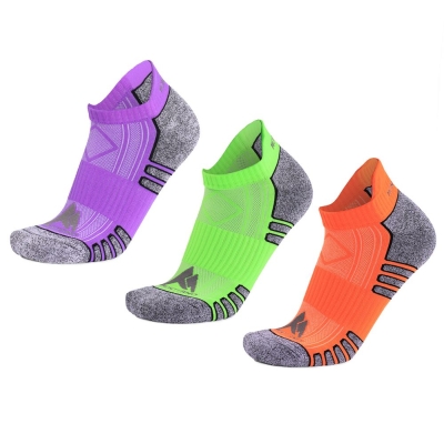 Набор из 3 пар спортивных женских носков Monterno Sport, фиолетовый, зеленый и оранжевый, зеленый, оранжевый, фиолетовый