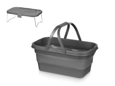 Складная корзинка для пикника со столиком «Flod», серый, полипропилен