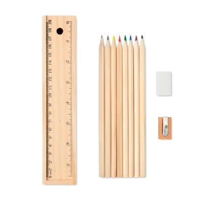 Набор из 12 карандашей, бежевый, дерево
