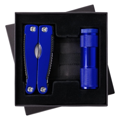 Набор Handmaster: фонарик и мультитул, синий, синий, фонарик - алюминий; мультитул: инструменты - нержавеющая сталь; рукоятки - алюминий; чехол - полиэстер; коробка - картон