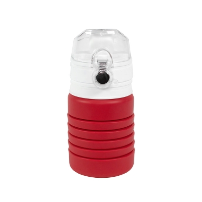 Бутылка для воды складная с карабином SPRING; красная, 550/250 мл,  силикон, красный, силикон