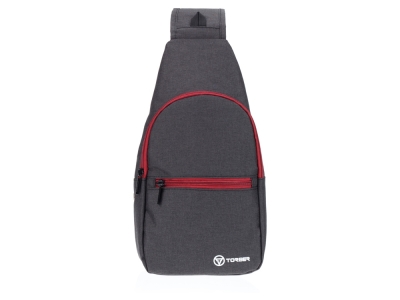 Рюкзак с одним плечевым ремнем, черный, бордовый, полиэстер