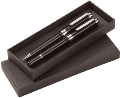 Набор Upright: ручка шариковая и роллер, авторучка, роллер - пластик; элементы - металл; футляр - картон