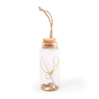 Бутылочка для пожеланий SHOILEN, 7,4х3см, стекло. пробковое дерево, бумага  , прозрачный, стекло, пробковое дерево