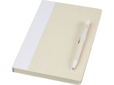 Блокнот A5 «Dairy Dream» с шариковой ручкой, белый, бежевый, пластик, картон, переработанный картон/бумага