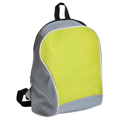 Промо-рюкзак "Fun"; серый с зеленым; 30х38х14 см; полиэстер; шелкография, зеленый, полиэстер 600d