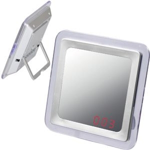 Часы-зеркало с датчиком звука и будильником "ОТРАЖЕНИЕ", 13 х 13 х 2,2 см; пластик; тампопечать, серебристый, пластик