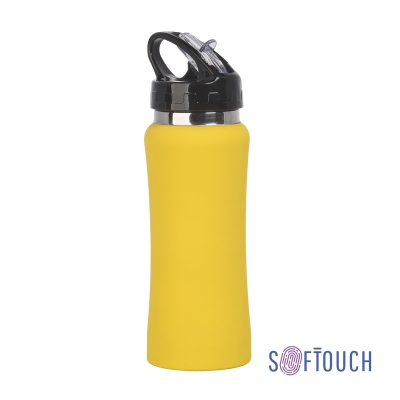 Бутылка для воды "Индиана" 600 мл, покрытие soft touch, желтый, нержавеющая сталь/soft touch/пластик