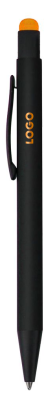 Ручка шариковая Raven (черная с оранжевым), черный, металл, soft touch