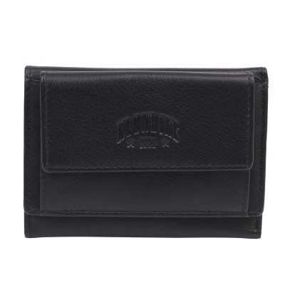 Мини-бумажник KLONDIKE Claim, натуральная кожа в черном цвете, 10,5 х 2 х 7,5 см, черный