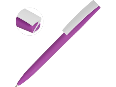 Ручка пластиковая soft-touch шариковая «Zorro», белый, фиолетовый, soft touch