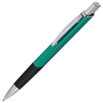 SQUARE, ручка шариковая с грипом, зеленый/хром, металл, зеленый, серебристый, металл, прорезиненная поверхность