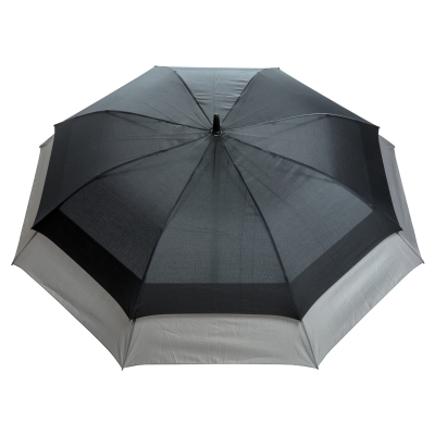 Расширяющийся зонт-антишторм Swiss Peak, d135 см, черный; серый, полиэстер; стекловолокно