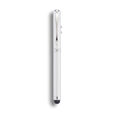 Ручка-стилус с фонариком и лазерной указкой 4 в 1, серебристый, нержавеющая сталь