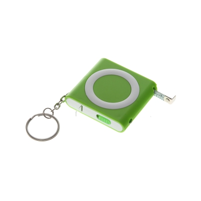 Брелок-рулетка (1м) с фонариком; зеленая, 5х5х1,2см, пластик, зеленый, пластик