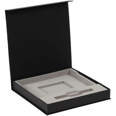 Коробка Memoria под ежедневник и ручку, черная, черный, переплетный картон; покрытие софт-тач