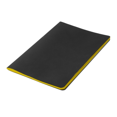 Тетрадь SLIMMY, 140 х 210 мм,  черный с желтым, бежевый блок, в клетку, черный, желтый, pu silk touch