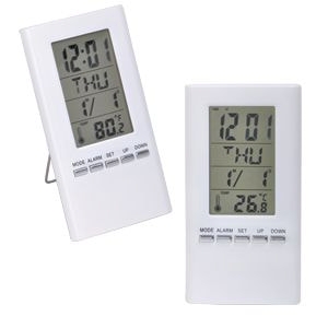 Часы-календарь-термометр "Монако",  белые,  12,5*7 см, пластик, белый, пластик
