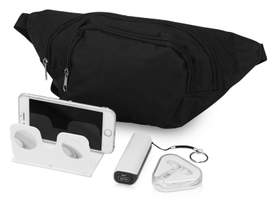 Подарочный набор Virtuality с 3D очками, наушниками, зарядным устройством и сумкой, белый, полиэстер
