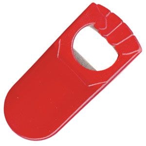 Открывалка "Кулачок" красная, 9,5х4,5х1,2 см;  фростированный пластик/ тампопечать, красный