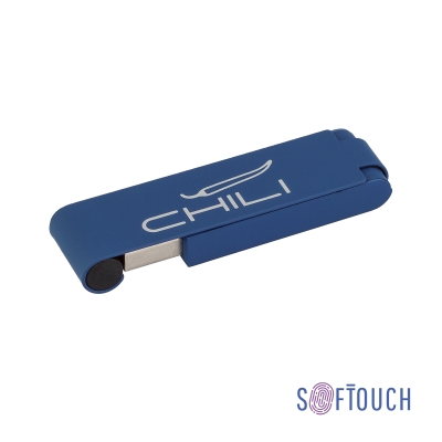 Флеш-карта "Case", объем памяти 16GB, покрытие soft touch, синий, металл/soft touch