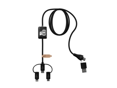 Зарядный кабель 5 в 1 с поддержкой передачи данных и двойным светящимся логотипом, черный, пластик