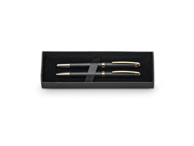 Набор «EZEKIEL SET»: ручка шариковая, ручка роллер, черный, металл
