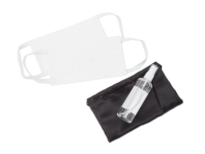 Набор средств индивидуальной защиты в сатиновом мешочке «Protect Plus», черный, белый, хлопок
