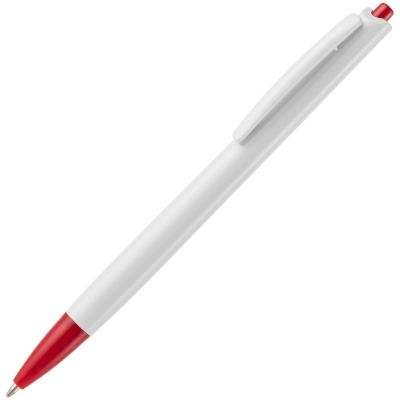 Ручка шариковая Tick, белая с красным, белый, красный, пластик