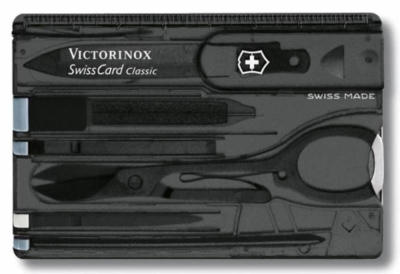 Набор инструментов SwissCard, полупрозрачный черный, черный, пластик; металл