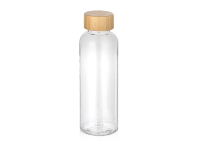 Бутылка из переработанного пластика rPET «Kato Bamboo» с бамбуковой крышкой, 500 мл, прозрачный, пластик