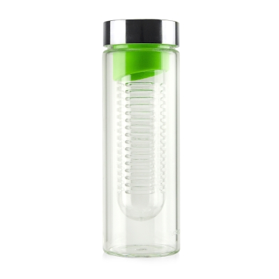 Бутылка FLAVOUR IT, 480 мл, серебряный/ зеленый, серебро, #63f956, пластик, стекло