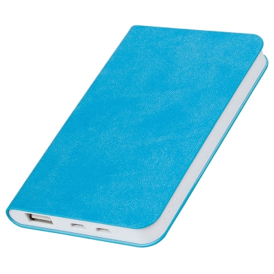 Универсальный аккумулятор "Softi" (5000mAh), голубой, 7,5х12,1х1,1см, искусственная кожа, пл, голубой, кожа искусственная, пластик