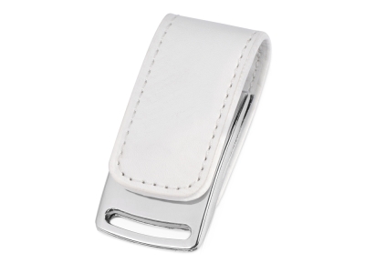 USB-флешка на 16 Гб «Vigo» с магнитным замком, белый, серебристый, кожа, кожзам
