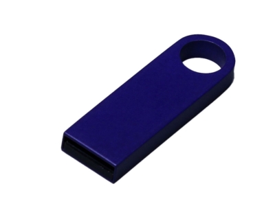 USB 2.0-флешка на 512 Мбайт с мини чипом и круглым отверстием, синий, металл