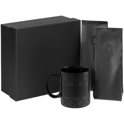 Набор Hard Work Black, кружка - фаянс; упаковка кофе - полиэтилен, алюминиевая фольга; коробка - переплетный картон