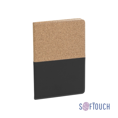 Блокнот "Фьюджи", формат А5, покрытие soft touch+пробка, черный, имитация кожи/пробка