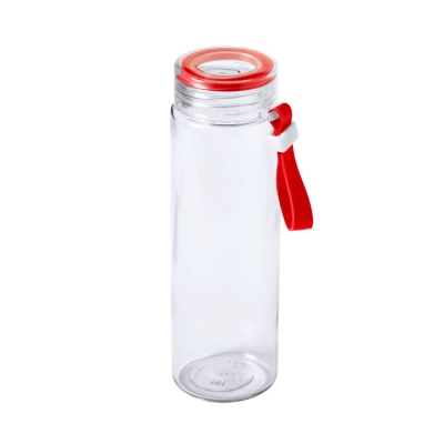 Бутылка для воды HELUX, 420 мл, стекло, прозрачный, красный, красный, стекло, пластик