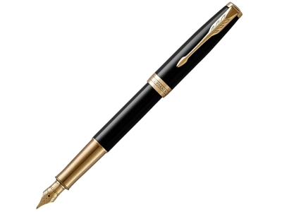 Перьевая ручка Parker Sonnet, F, черный, желтый, металл