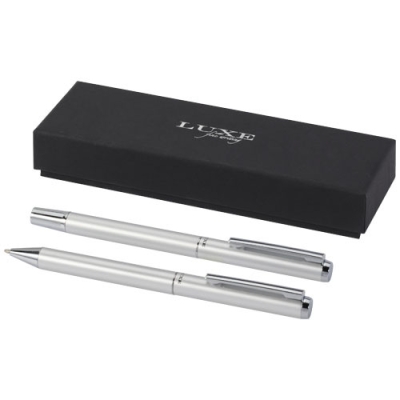 Подарочный комплект из шариковой ручки и ручки-роллера Lucetto из переработанного алюминия, серый
