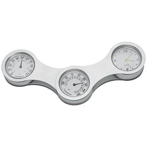 Часы c термометром и гигрометром  "Цепь"; 9х8,6х4,5 см; металл; лазерная гравировка, серебристый, металл