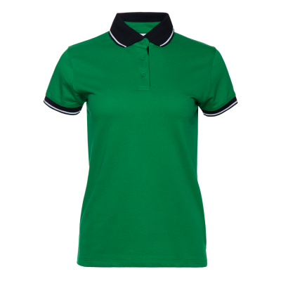 Рубашка поло  женская STAN с контрастными деталями хлопок/полиэстер 185, 04CW, Зелёный/Чёрный, 185 гр/м2, хлопок