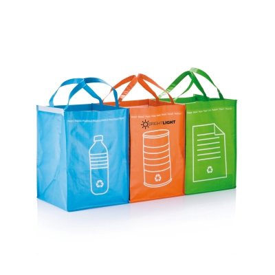 3 сумки для сортировки мусора, зеленый, полипропилен