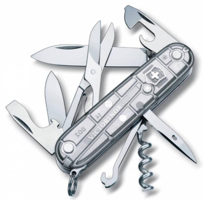 Офицерский нож Climber 91, прозрачный серебристый, серебристый, прозрачный, пластик; металл