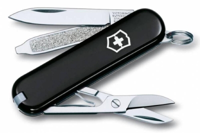 Нож-брелок Classic 58 с отверткой, черный, черный, пластик; металл