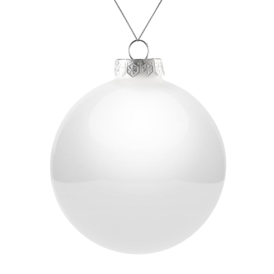 Елочный шар Finery Gloss, 10 см, глянцевый белый, белый