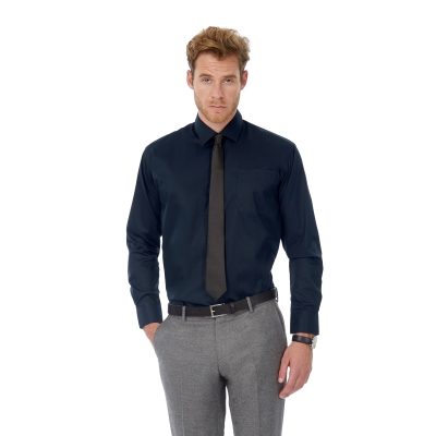 Рубашка мужская с длинным рукавом Sharp LSL/men, синий, гребенной хлопок 100%, ткань твилл