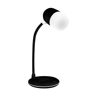 Лампа с колонкой и беспроводной зарядкой Alladin, черная, черный
