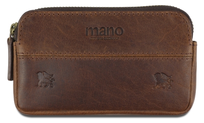 Ключница Mano "Don Leon", натуральная кожа в коричневом цвете, 12 х 7 см, коричневый